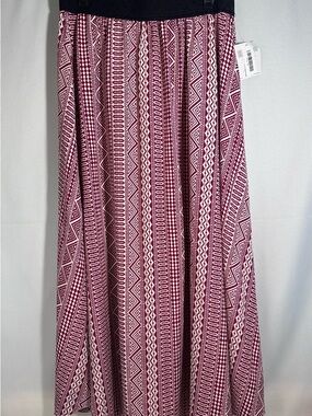 LuLaRoe Burgundy & White Tribal Maxi Skirt